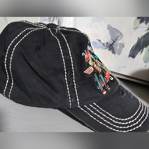 Distressed 1st Edition Black HAPPY CAMPER Adjustable Cap/Hat - Picture 6 of 8